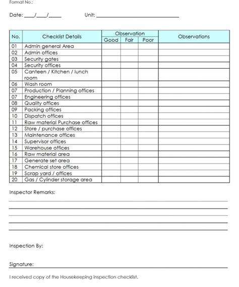 Housekeeper Checklist Template Housekeeper Checklist Checklist