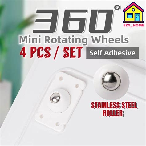 4 Pcsset 360 Rotating Mini Wheel Roller Stainless Steel Self