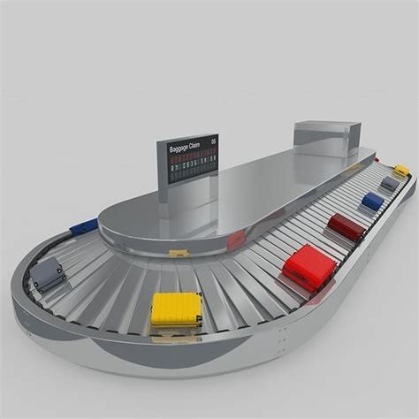 Airport Baggage Conveyor Belt Adjustable 3D model animated rigged | CGTrader