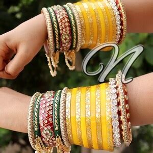 Traditional Rajasthani Style Dhalu Shape Multi Color Chura Set Indian