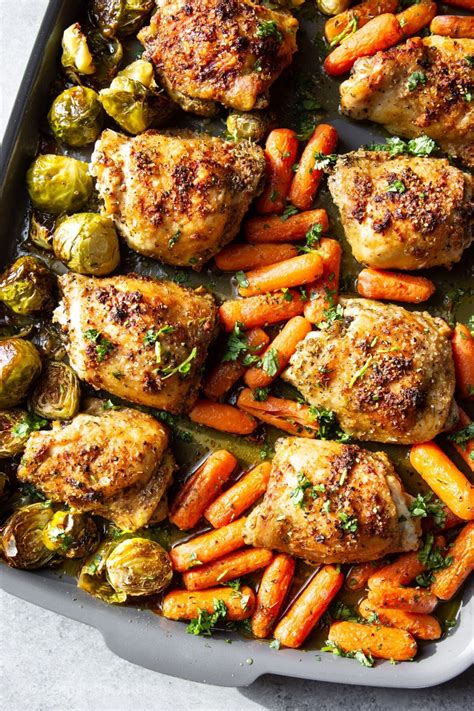 Sheet Pan Chicken Thighs With Vegetables Garden In The Kitchen