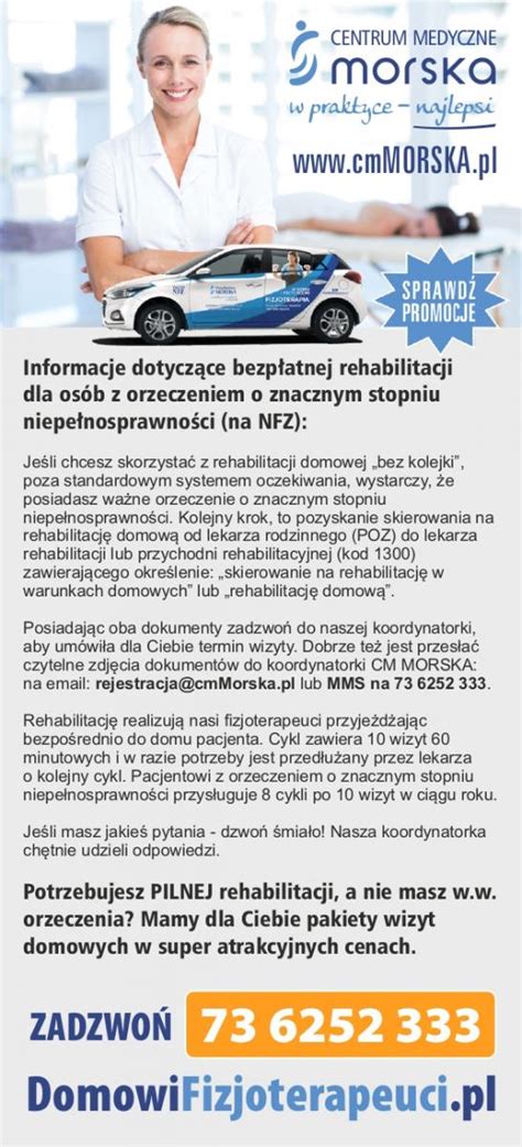 Bezpłatna rehabilitacja dla osób ze znacznym stopniem