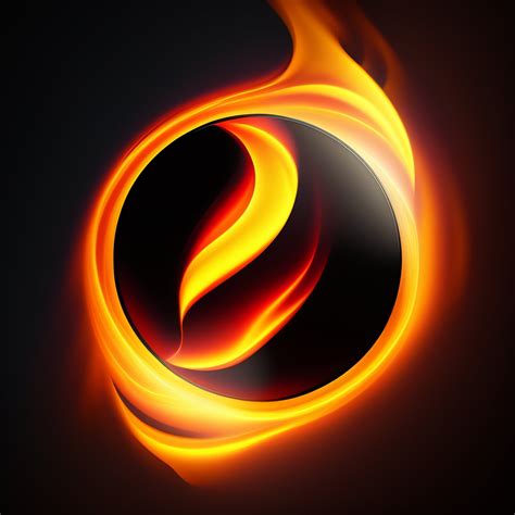 Lexica Flame In Circle Shape Stylized On Black Background