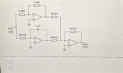 Solved 2 ΜΩ 1 ΜΩ 50 ΚΩ Error 1 uF 카 50 ΚΩ e t 400 ΚΩ 100 ΚΩ Chegg