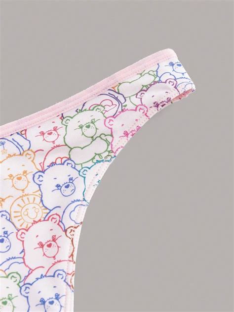 Romwe X Care Bears Cartoon Graphic Contrast Binding Lingerie Set