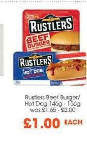 Rustlers Beef Burger Hot Dog Offer At Centra