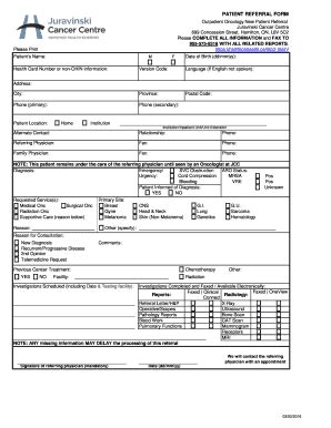 Juravinski Cancer Centre Referral Form Complete With Ease Airslate