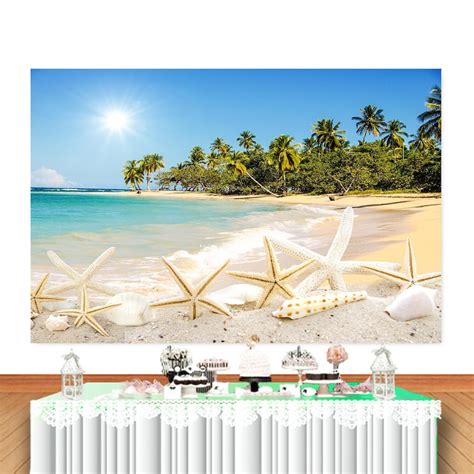 Caribbean Samana Beach Photo Backdrop Tropical Summer Palm Trees Sea ...