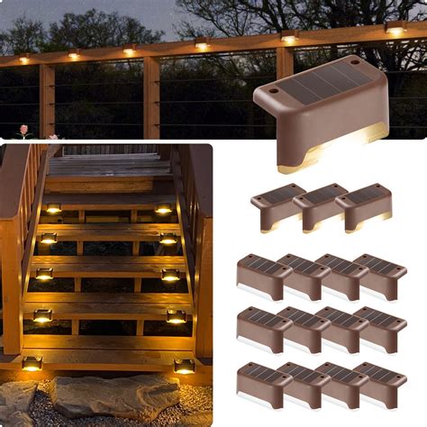 Gigalumi Solar Deck Lights Outdoor 16 Pack Solar Step Lights Waterproof Led Solar Lights For