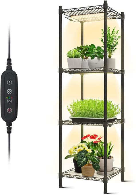 Bstrip Plant Shelf With Grow Light 4 Tier Grow Light Shelf With 60w Full Spectrum