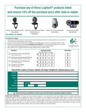 Fillable Online Purchase Any Of These Logitech Products Listed And