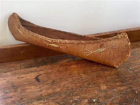 Vintage Replica Birch Bark Canoe Vintage Souvenir Canoe Etsy Canada