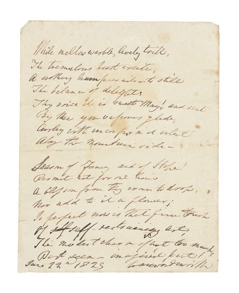 WORDSWORTH, William (1770-1850). Autograph manuscript signed ('Wm ...