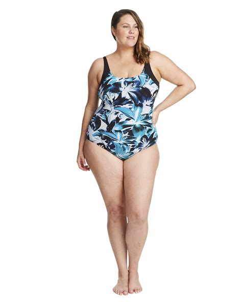 Hawaiian Lily Raglan High Neck One Piece Swimsuit Genevieve Swimwear