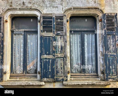 Old Shuttered Windows In A French Town Stock Photo Alamy