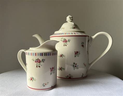 Laura Ashley High Tea Bone China Teapot And Creamer Collectable