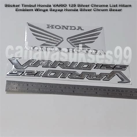 Sticker Timbul VARIO 125 Silver Chrome Emblem Motor Logo Wings Sayap