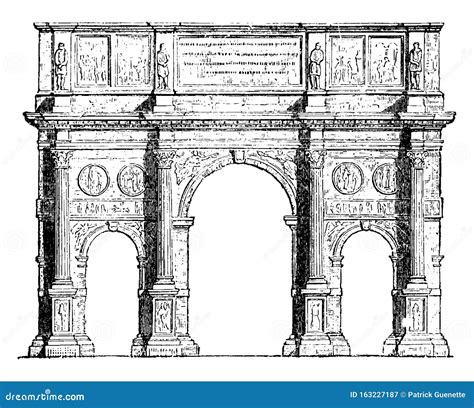 Arch Of Constantine Triumphal Arches Vintage Engraving Stock Vector