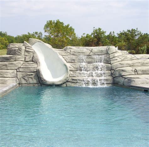 swimming pool slide waterfall concrete aquacrete - Aquacrete