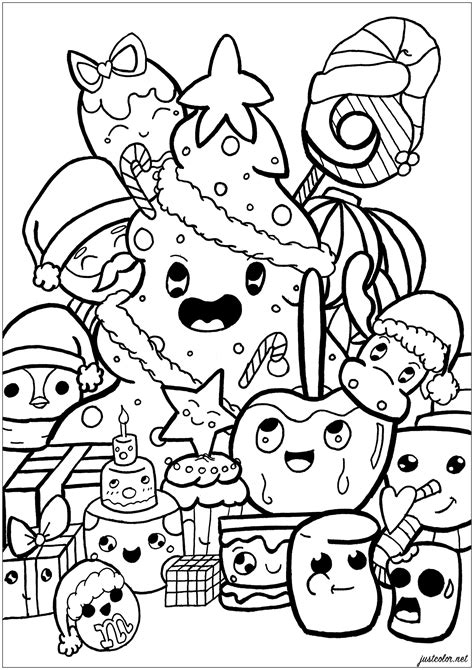 Christmas Doodle - Doodle Art / Doodling Adult Coloring Pages