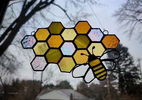 Pdf Honeycomb Bee Pattern For Stained Glass Etsy