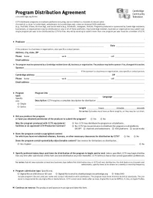 Fillable Online Rogram Distribution Agreement Fax Email Print Pdffiller