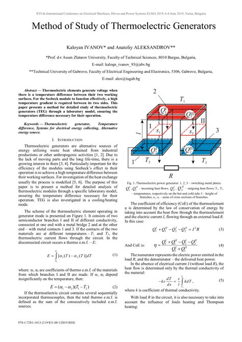 Pdf Method Of Study Of Thermoelectric Generators