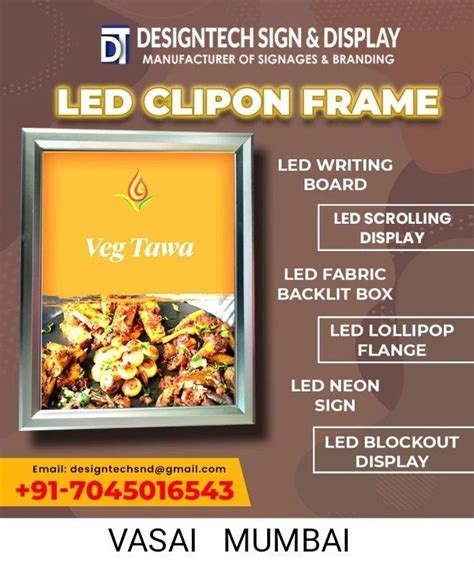 SILVER Led Clip On Frame Display For Decoration Packaging Type