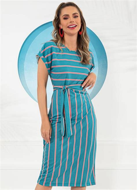 Vestido Listrado Em Malha Rosalie