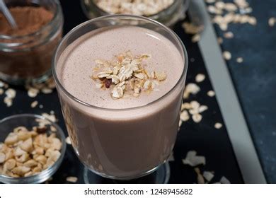 Chocolate Milkshake Glass Closeup Horizontal Stock Photo 1248945682 ...