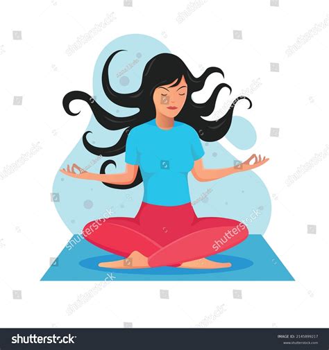 Cheerful Yoga Girl Lotus Position Stock Vector Royalty Free