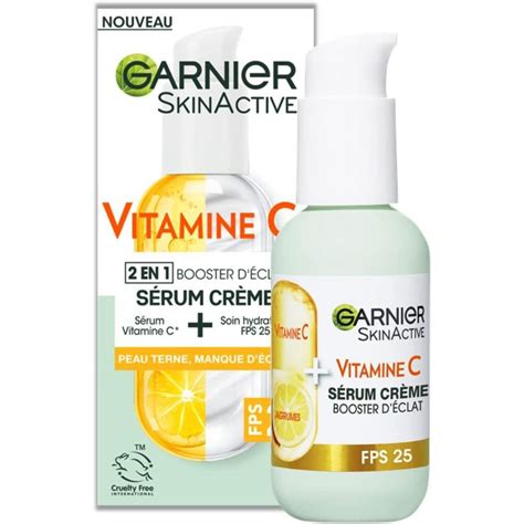 GARNIER Skin Active Sérum Crème booster s éclat 2en1 50ml pas cher