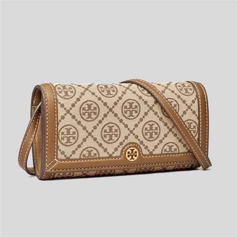 Tory Burch T Monogram Jacquard Wallet Crossbody Hazelnut 135846 Lussocitta