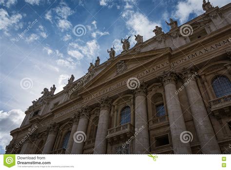 Towering Impressive Beautiful Front Of Vatican Church Rome Italy