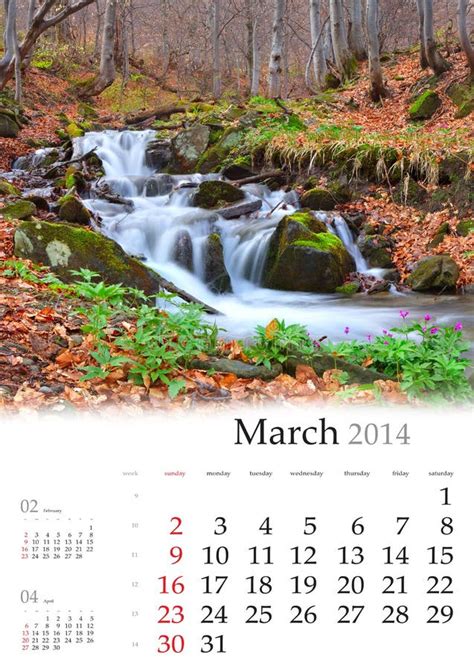 2014 Calendar. March. Royalty Free Stock Photos - Image: 34139268