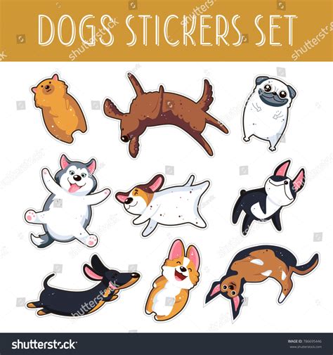 Dogs Emoji Stickerspatches Collectionvector Set Illustration Stock ...