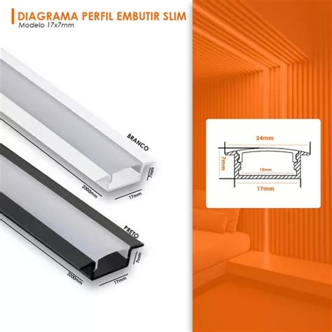 Barras Metros Perfil Led Slim Alum Nio Embutido Gesso R Em