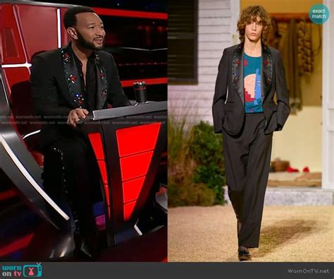 Wornontv John Legends Black Jewel Embellished Suit On The Voice John Legend Clothes And