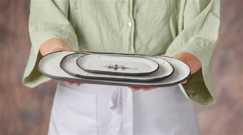 Black And White Ceramic Trays Oval Platters Japanese Sushi Etsy Uk