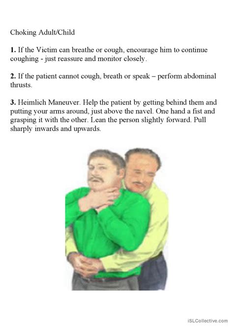 Heimlich Maneuver vocabulary flashca…: English ESL worksheets pdf & doc