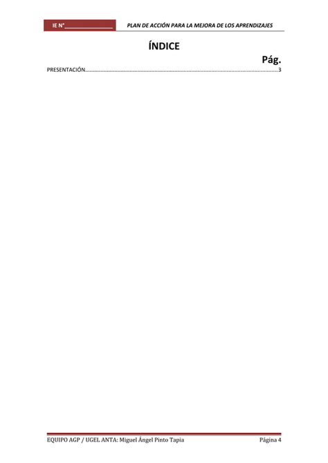 Plan De Accion Mejora De Los Aprendizajes PDF