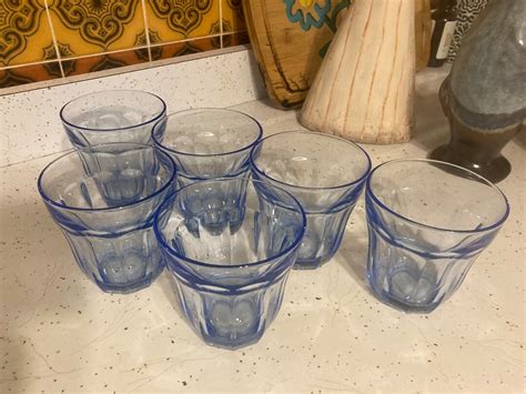 Turkish Pasabahce Blue Glassware Set Of Six Tumbler Glasses Etsy