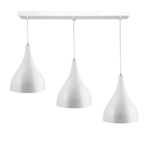 Lustre Pendente Gota Triplo Base Retangular Branco Madeiramadeira