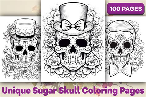 Sugar Skull Coloring Page For Adult 100 Graphic By Kohinoor Design · Creative Fabrica