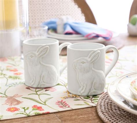 Rustic Bunny Stoneware Mugs Pottery Barn