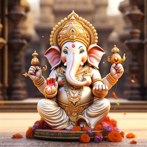 Lord Ganesha full hd high resolution with lighting temple background ...