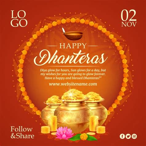 Copia De Dhanteras Best Wishes Post Template Postermywall