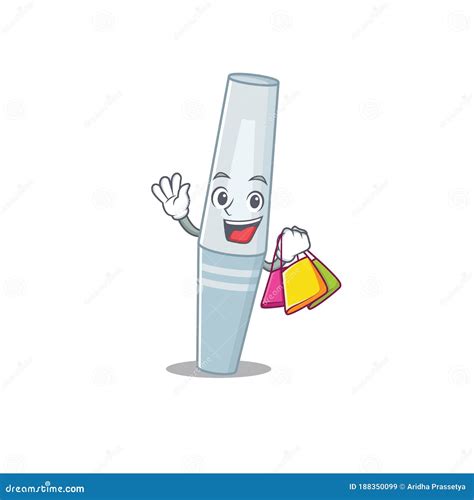 Mascara Wealthy Cartoon Character Concept with Shopping Bags Stock