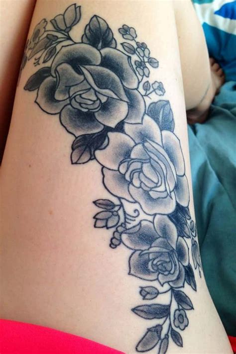 Rose Thigh Tattoos For Females