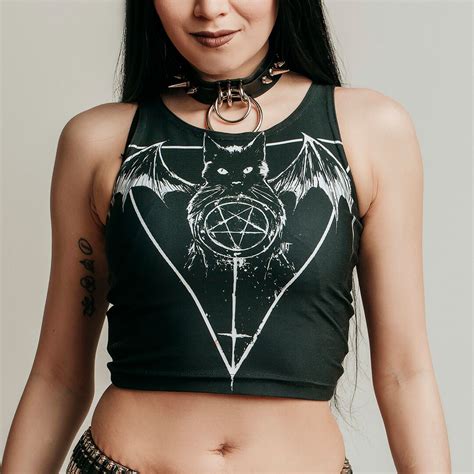 Satanic Pussy Crop Satanic Cat Evil Cat Evil Cat Tank Evil Cat